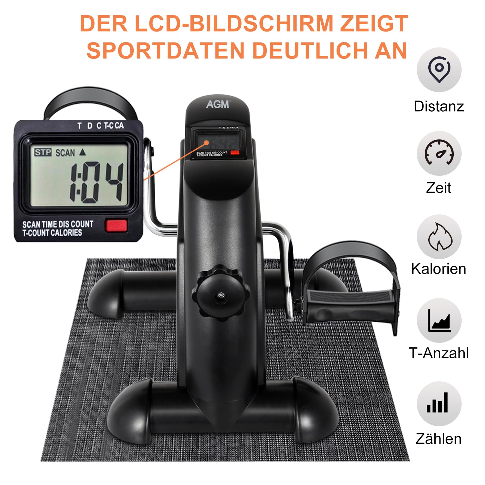 AGM Mini Fitnessbike für zuhause, Arm und Beintrainer Heimtrainer, Sportgerät Mini Bike, Hometrainer Mini Fahrrad Bewegungstrainer Fitnessgerät für Zuhause Büro
