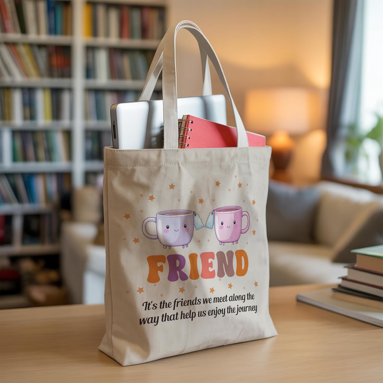 Friend Gifts Tote Bag, Friendship Gift for Women Canvas Bag with Inner Pocket, Bestie Bag - Image 7