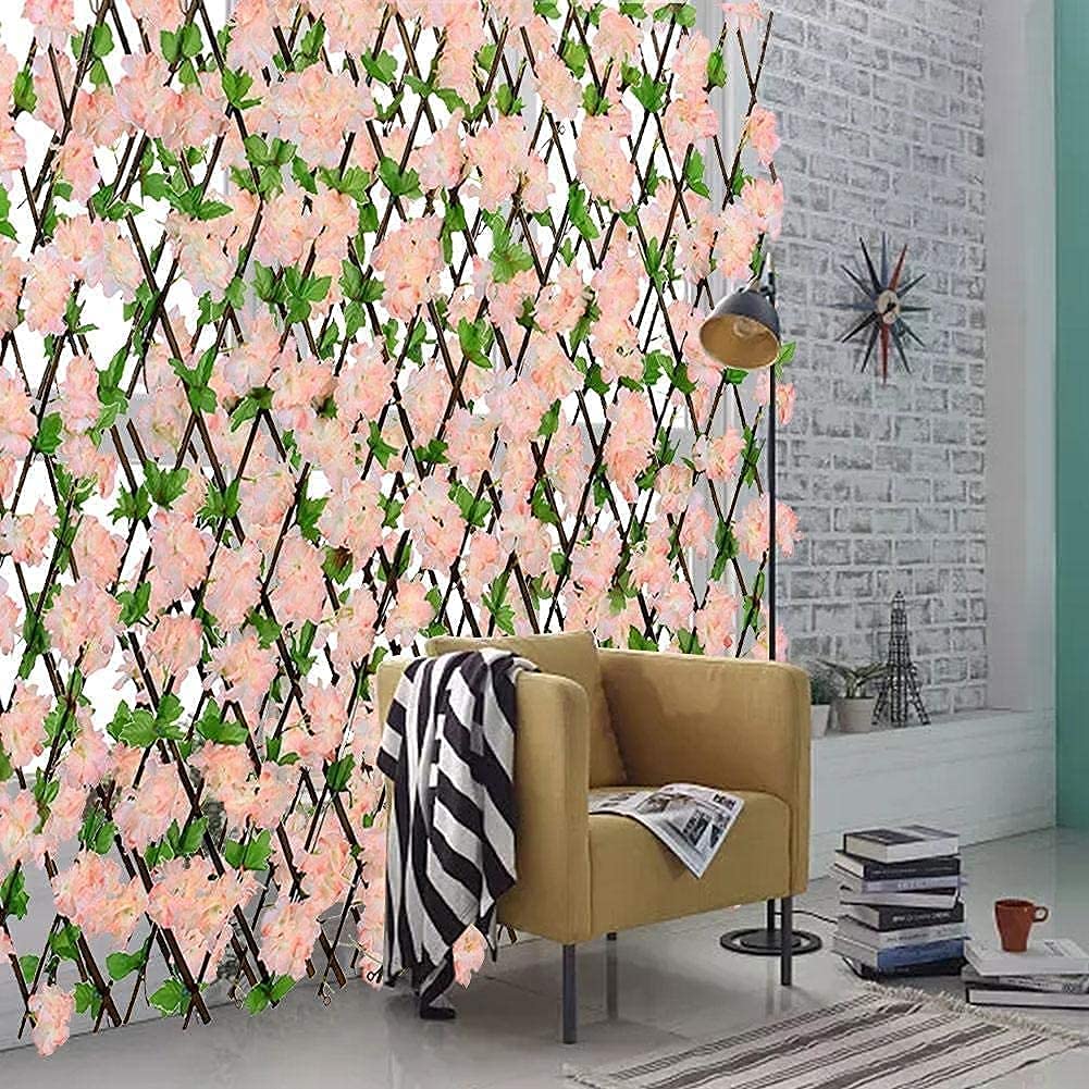 Privacidad Enrejado Vallas Extensibles Seto de madera con hojas de flores artificiales Proyección de decoración de jardín Enrejado expansivo Pantalla de privacidad Setos artificiales Paneles de val