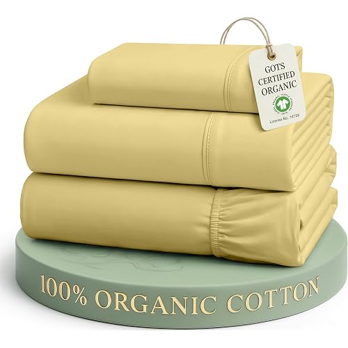 LANE LINEN Twin XL Sheets 100% Organic Cotton 3pc Percale Cooling - Cocoon