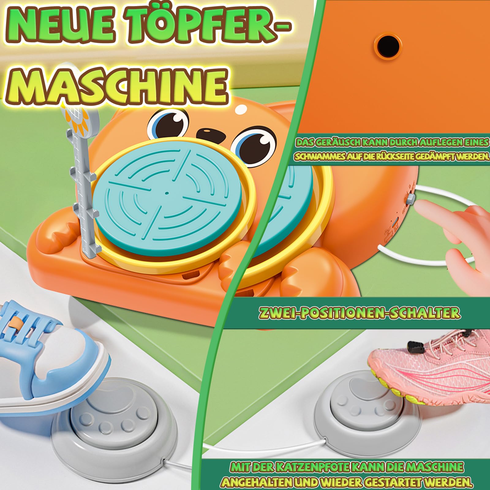 JONRRYIN Kit Ceramica per Bambini, Ruota in Ceramica Elettrica, Kit Fai da Te con Argilla, Colori, Grembiuli, Regali per Bambini dai 6 Anni (Cani)