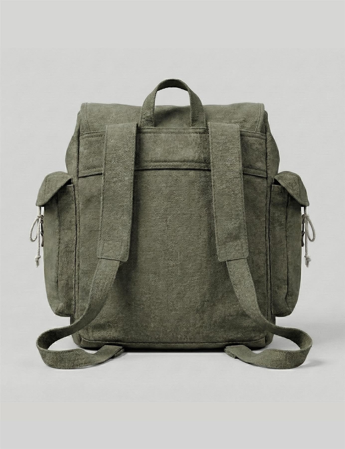 Zaino vintage in tela, 100% cotone, stile militare, con tasche laterali, per lavoro, viaggi, scuola