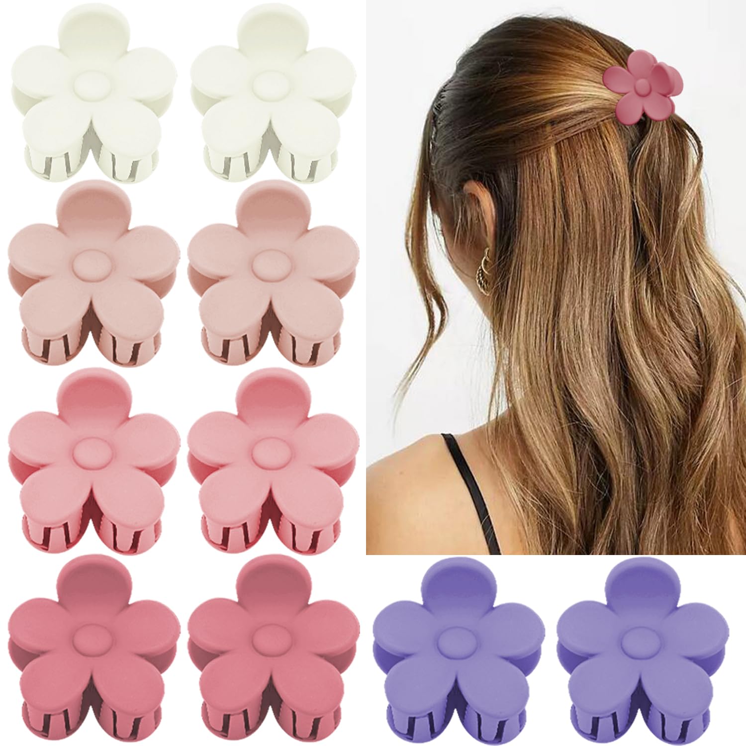 Amazon.co.jp: ATODEN スモールヘアクリップ ピンクフラワーヘア