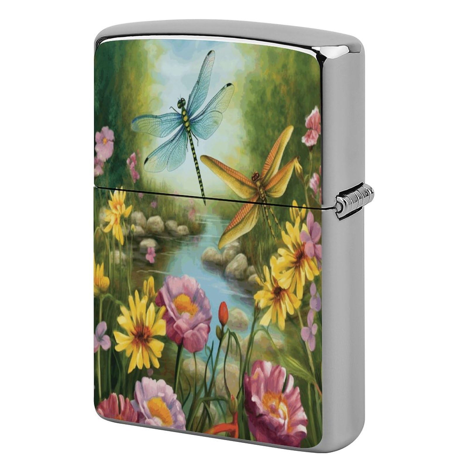 Fodpand Style Dragonfly Garden Spring Metal Lighter Case Cover Lighter Sleeve