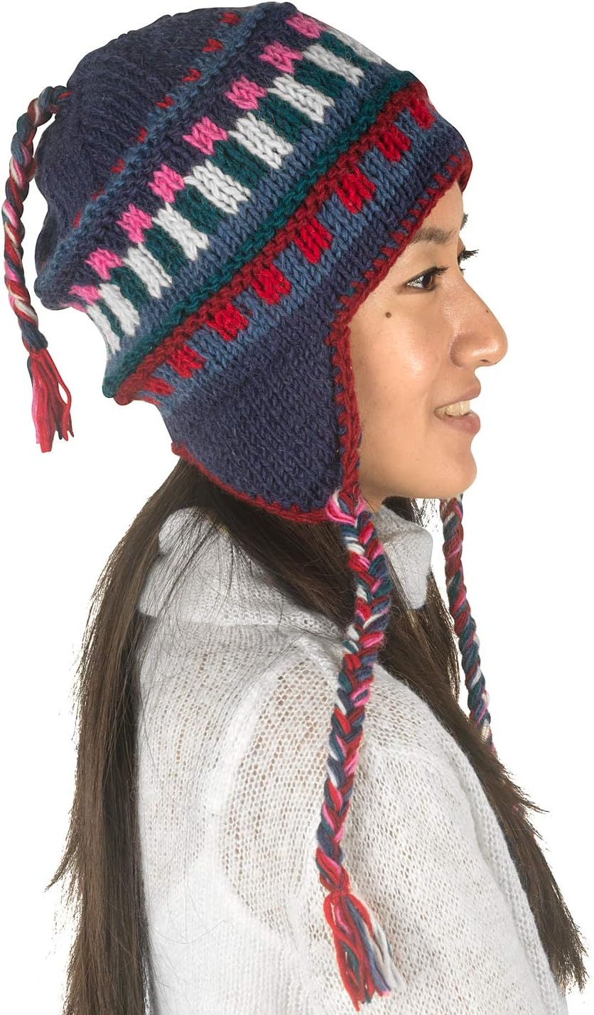 Warm Winter Wool Hat Fleece Inside Cap Hand Knit Woven Ear Flaps Snow Cold Thick Women Merino Thinsulate Outdoor - Image 2