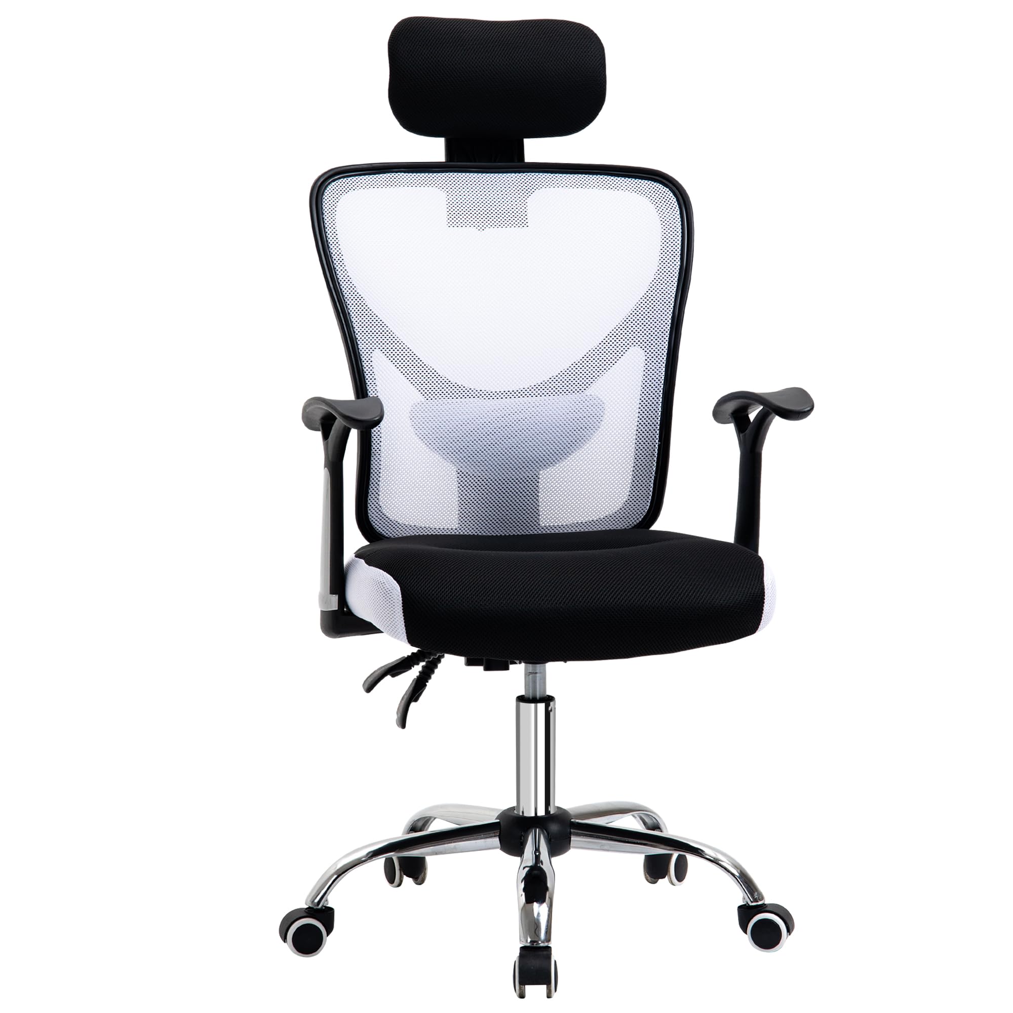 Vinsetto Chaise de Bureau Ergonomique en Maille Appui-tête Noir et Blanc