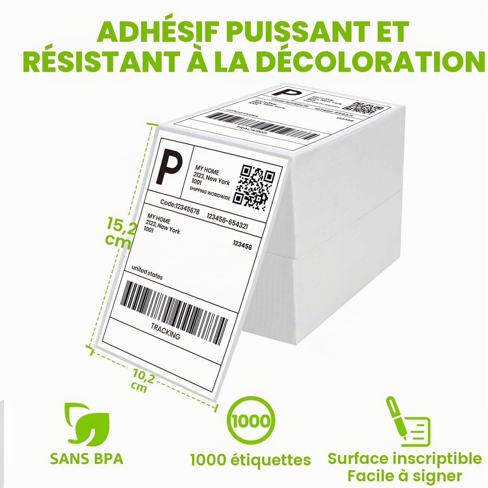 ADHES Etiquettes Autocollantes, Papier Thermique,100 MM X 152 MM