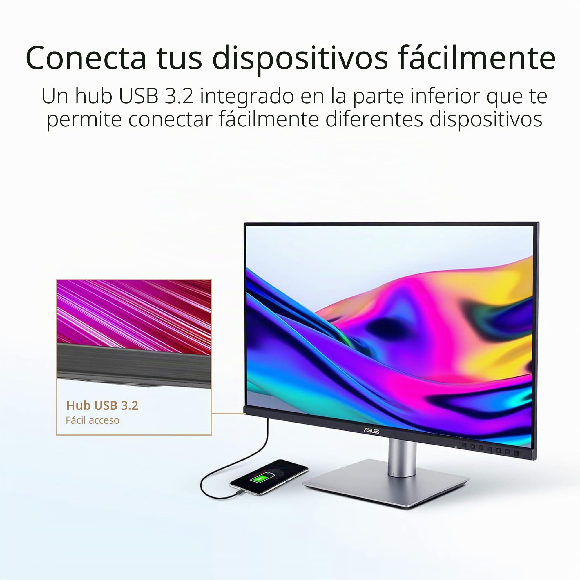 ASUS ProArt Display PA24ACRV - Monitor Profesional de 23,8 Pulgadas, IPS, QHD(2560x1440), 95% DCI-P3, ΔE<2, USB-C, VESA DisplayHDR 400, VESA MediaSync, Soporte ergonómico, Sostenibilidad ecológica