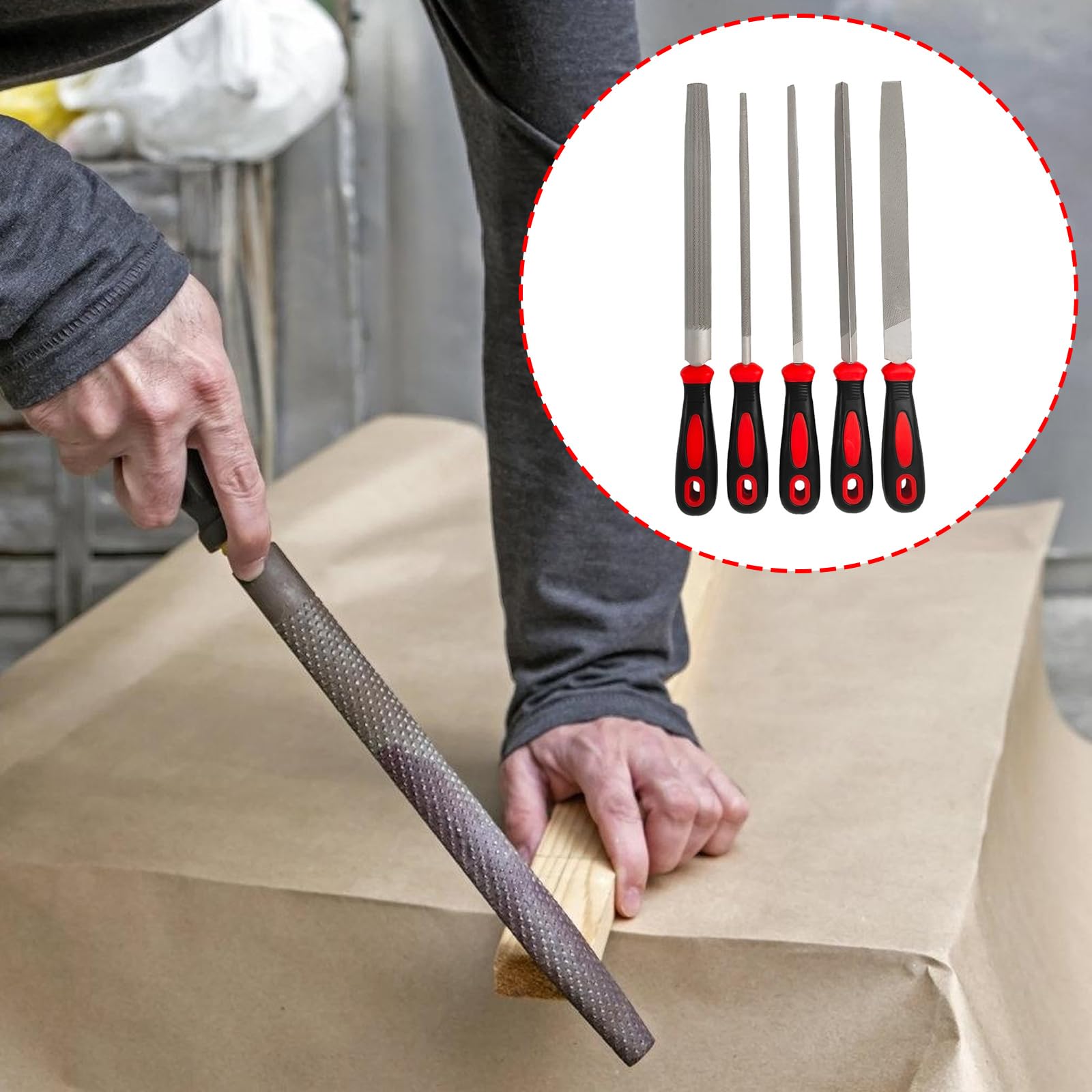 5 unidades de 6/8 / 10/12 pulgadas colección de limas de acero al carbono resistente para carpintería y metalurgia, surtido para manualidades y esculpir limas de carpintería y trabajo de metal