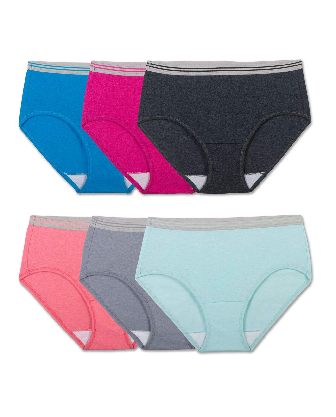 Fruit of the Loom Women's 6 Pack Heather Low-Rise Brief Panties
