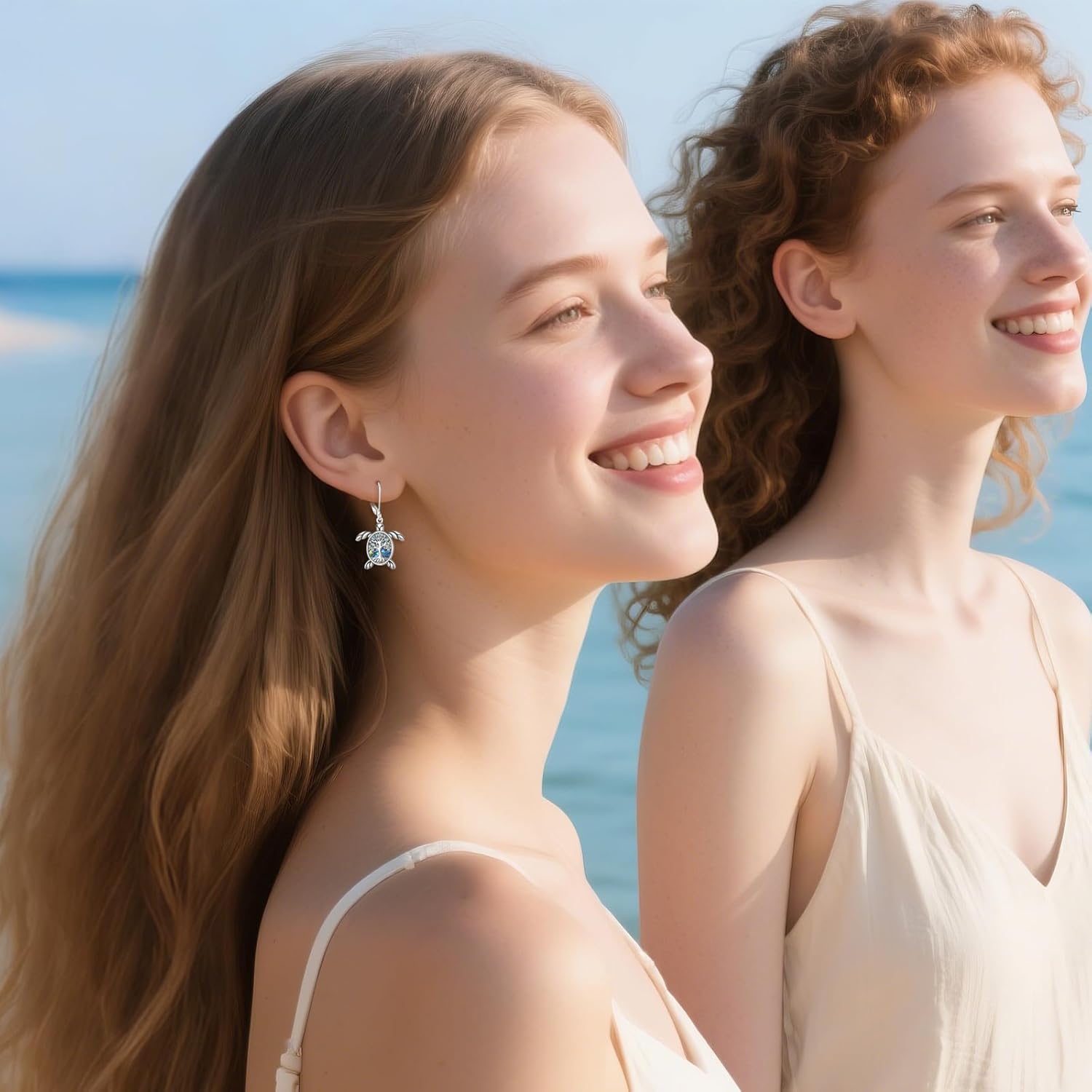 Sea Turtle Earrings Dangle S925 Sterling Silver Opal/Abalone/Moonstone Turtle Tree Of Life Earrings Jewelry Gifts For Women - Image 5