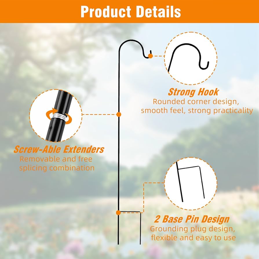 Shepherd's Hooks Garden Planter Stakes For Bird Feeders Up To 6.5 Lbs