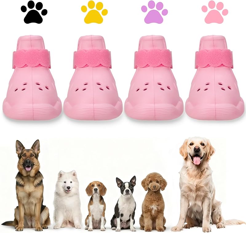 Botas para Cães com Solado Antiderrapante e Tiras Ajustáveis Pink, Tamanho M
