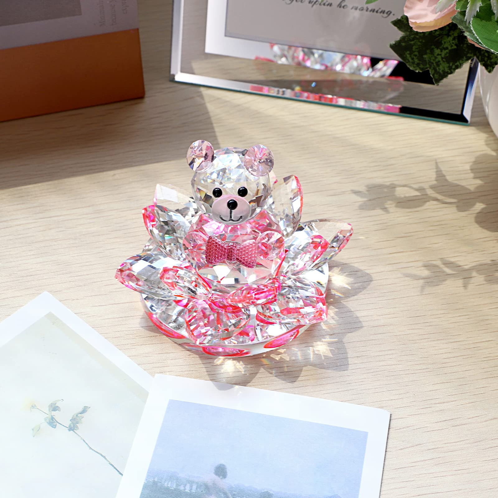 Amazon.co.jp: OwnMy ピンククリスタルロータスベア フィギュア 