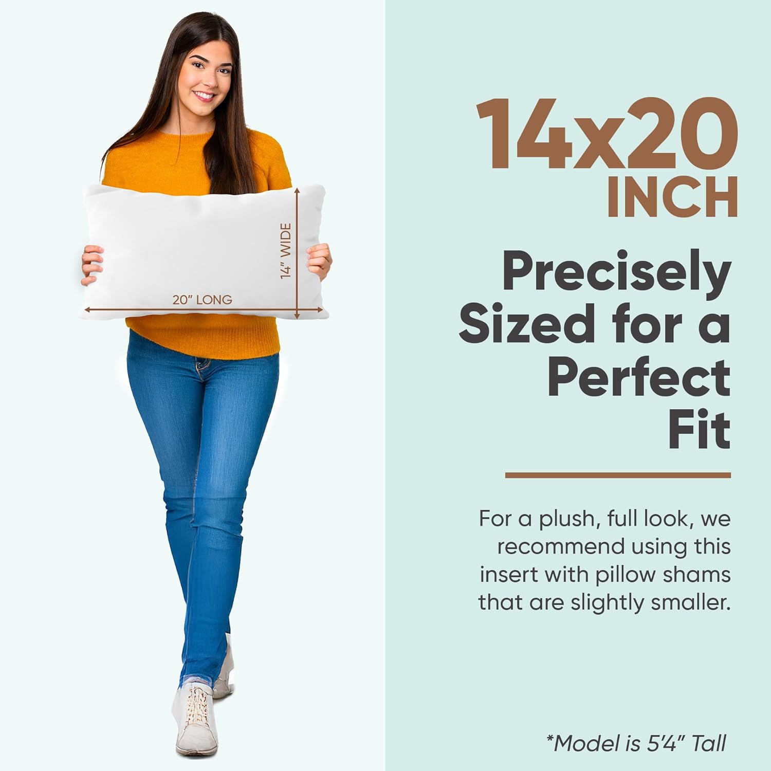 Pillowflex Synthetic Down Pillow Insert - 14x20 Down Alternative Pillow, Ultra Soft, Small Rectangle, Lumbar, Travel, Neck, Sleeping Pillow - 1 Decorative Pillow Form