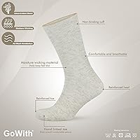 Vista 3 de GoWith Diabetic Socks for Men, Cotton-Linen Blend Comfy Seamless Non-Binding Dress Socks, Neuropathy Crew Socks for Diabetics