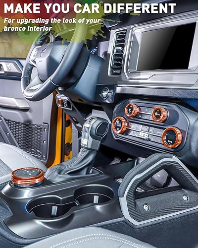 Miniatura 65 de Savadicar CKT01 Billet - Juego de molduras de perilla de control de aluminio, faros/4WD/HVAC, biseles de anillo de perilla de control climático, Rojo