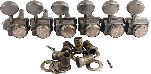 Miniatura 2 de Guyker Afinadores de cuerda de bloqueo de guitarra vintage de 6 en línea - Clavijas de afinación de bloqueo Claves de llave Piezas de repuesto para