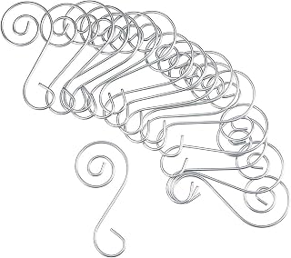 Home-X Christmas Tree Ornament S-Hooks - Elegant Silver Hangers, Set of 50 for Holiday Decorations