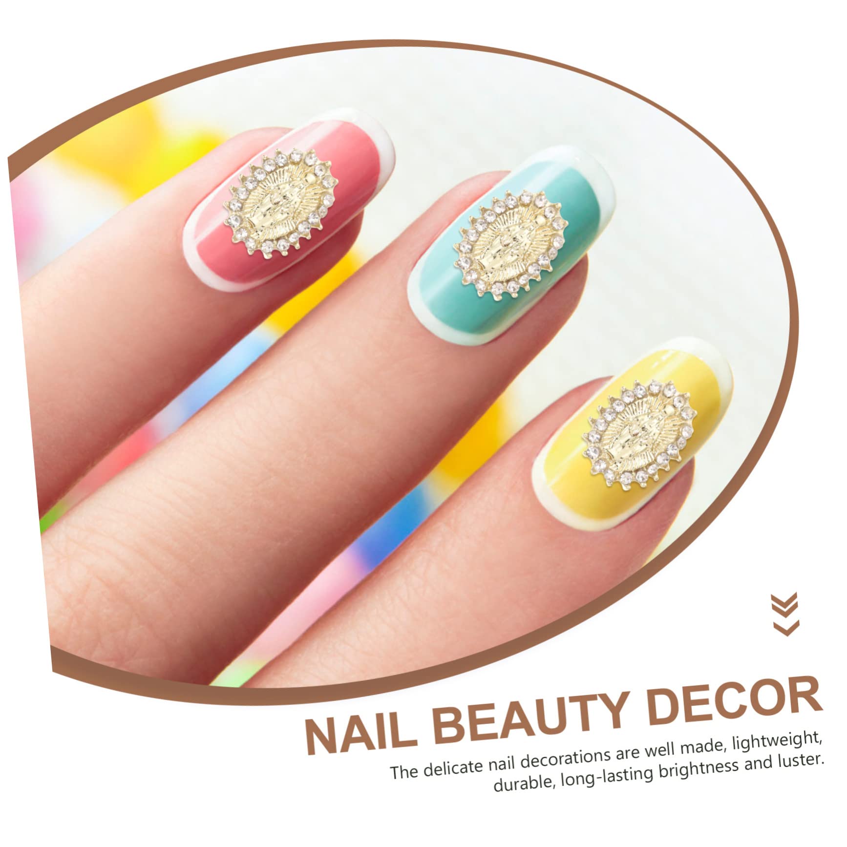 FRCOLOR 100 piezas joyas con de uñas colgantes para uñas colgante de uñas de cristal colgante de metal adorno de Buda clavo de daño pegatina aleación de Jesús