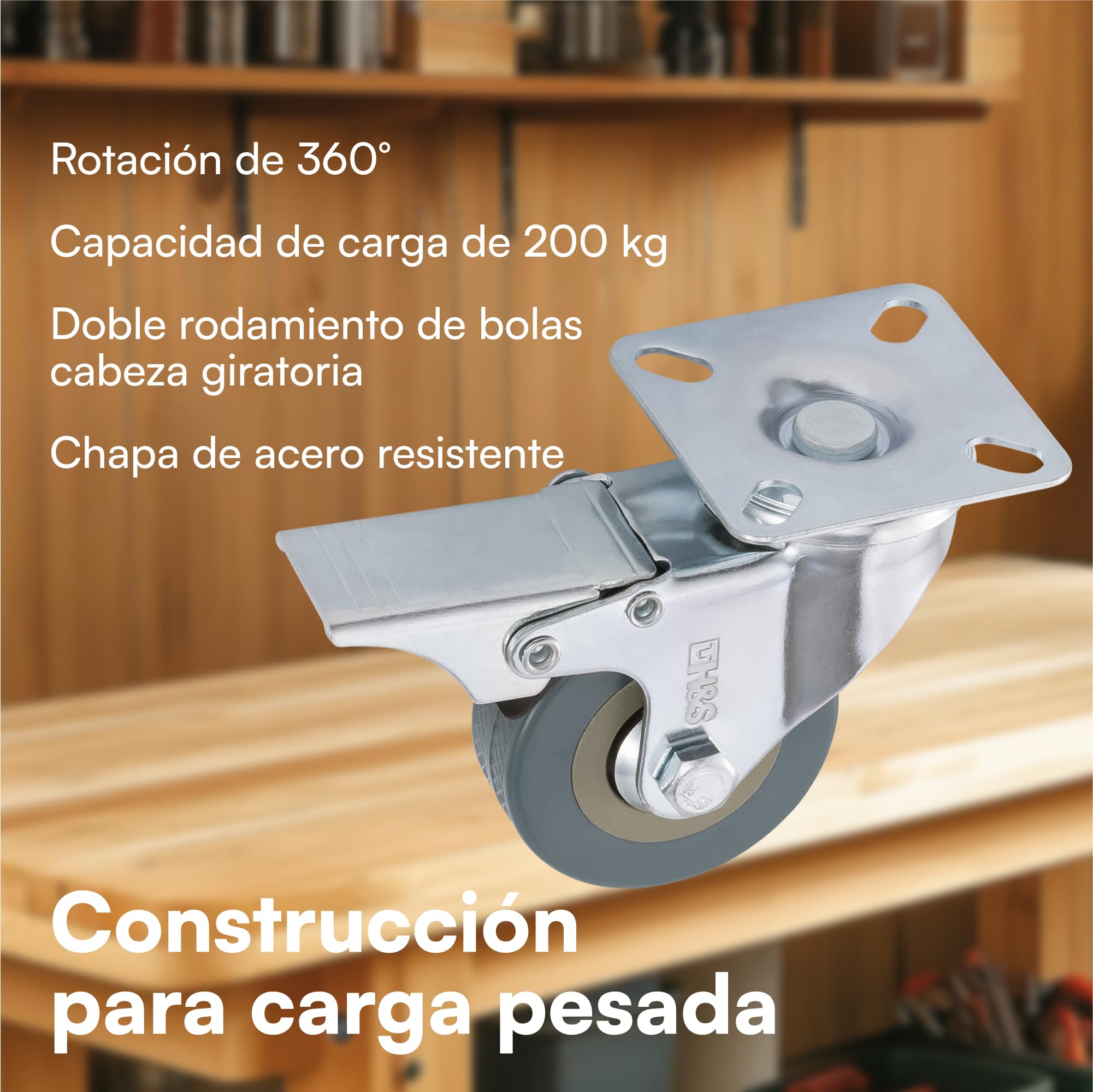 Ruedas para Muebles Pesados 50mm con Freno 4uds