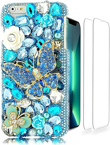 2020LUZiUNSP06 - Funda protectora con diseño de purpurina LUZiUN - Funda protectora hecha a mano con protector de pantalla para niñas y mujeres de
