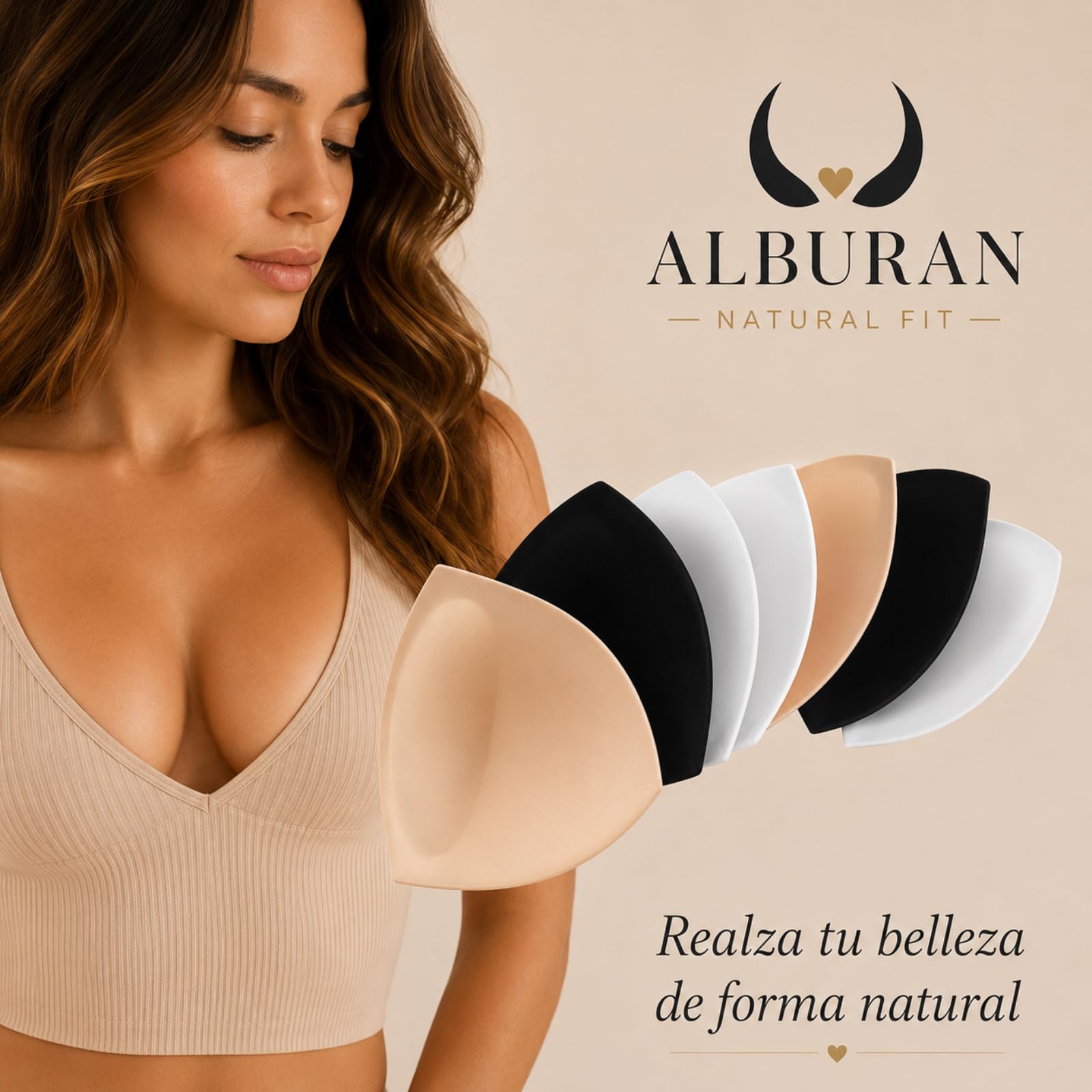 ALBURAN Relleno Sujetador Push Up 3 Pares Invisible Realza Pechos Deportivo