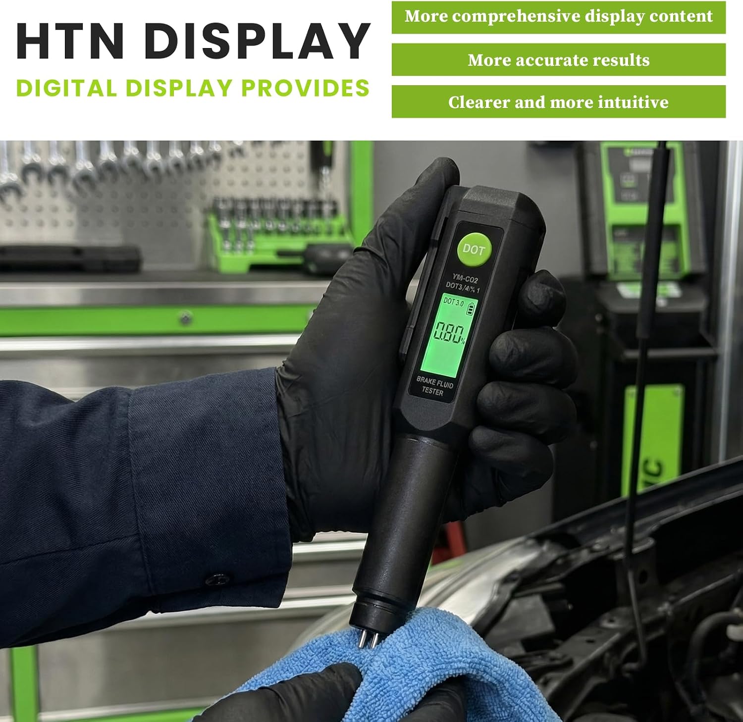 Brake Fluid Tester Pen, High-Precision Alarm Car Oil Liquid Tester with Metal Probe & Screen Display, Heavy Duty Vehicle Brake Fluid Testing Pen for DOT 3 DOT 4 DOT 5.1
