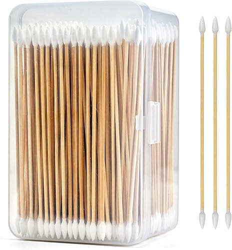 6 Inch Gun Cleaning Swabs with Plastic Box - 100% Natural Long Cotton Swabs with Strong Sticks - Lint Free Cleaner Swabs for Gun Cleaning,