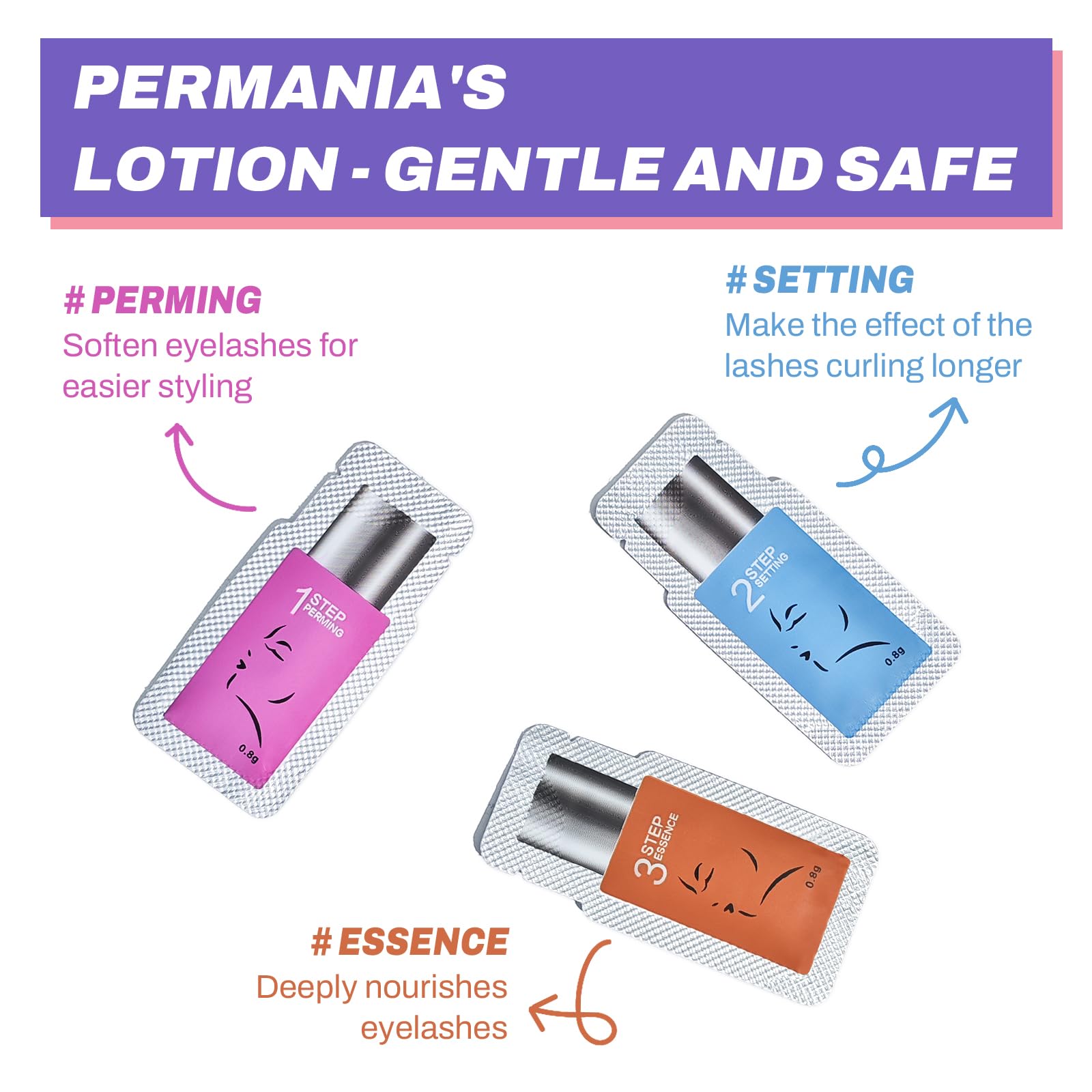 PERMANIA Lash Lift Lotion, Lash Lift Solution 3 pack Include Step 1&2&3 - Image 2