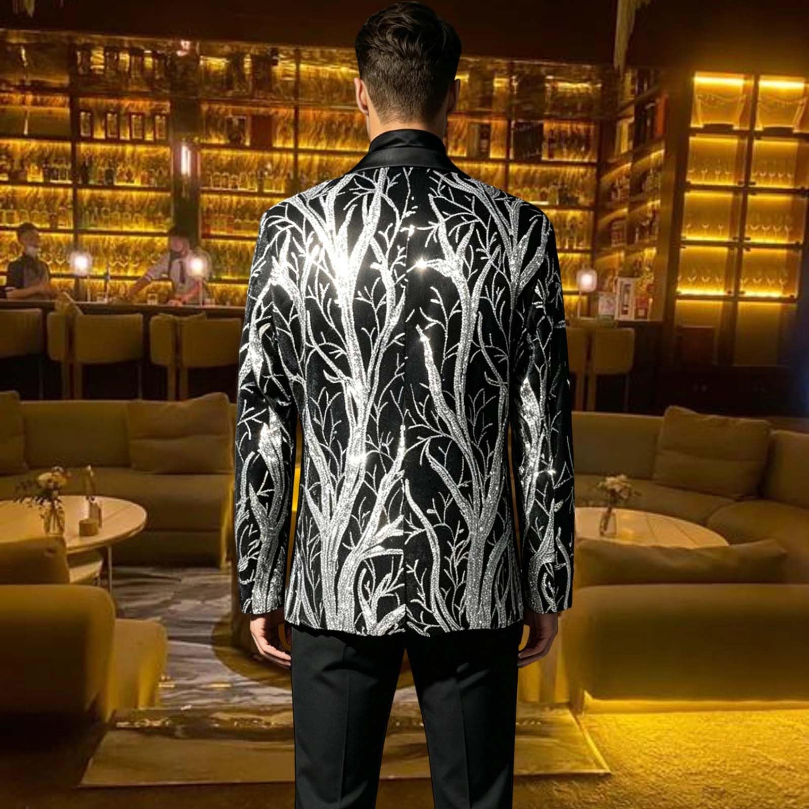 Giacca da Uomo con Paillette Motivo Floreale Per Feste Balli Di Fine Anno | Gilet Da Lavoro Invernale Gilet Antivento Ciclismo Felpe Con Zip Senza Cappuccio Giacca Corsa Running Cardigan Lana Uomo