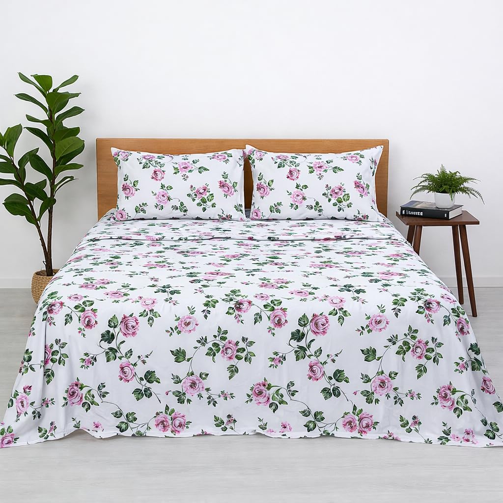 King Size Bedsheet - Dreamy Butterflies Printed Bedding Set with Pillow Cover, 108x108 Inch for Home, Hotel & Living Room-image-47