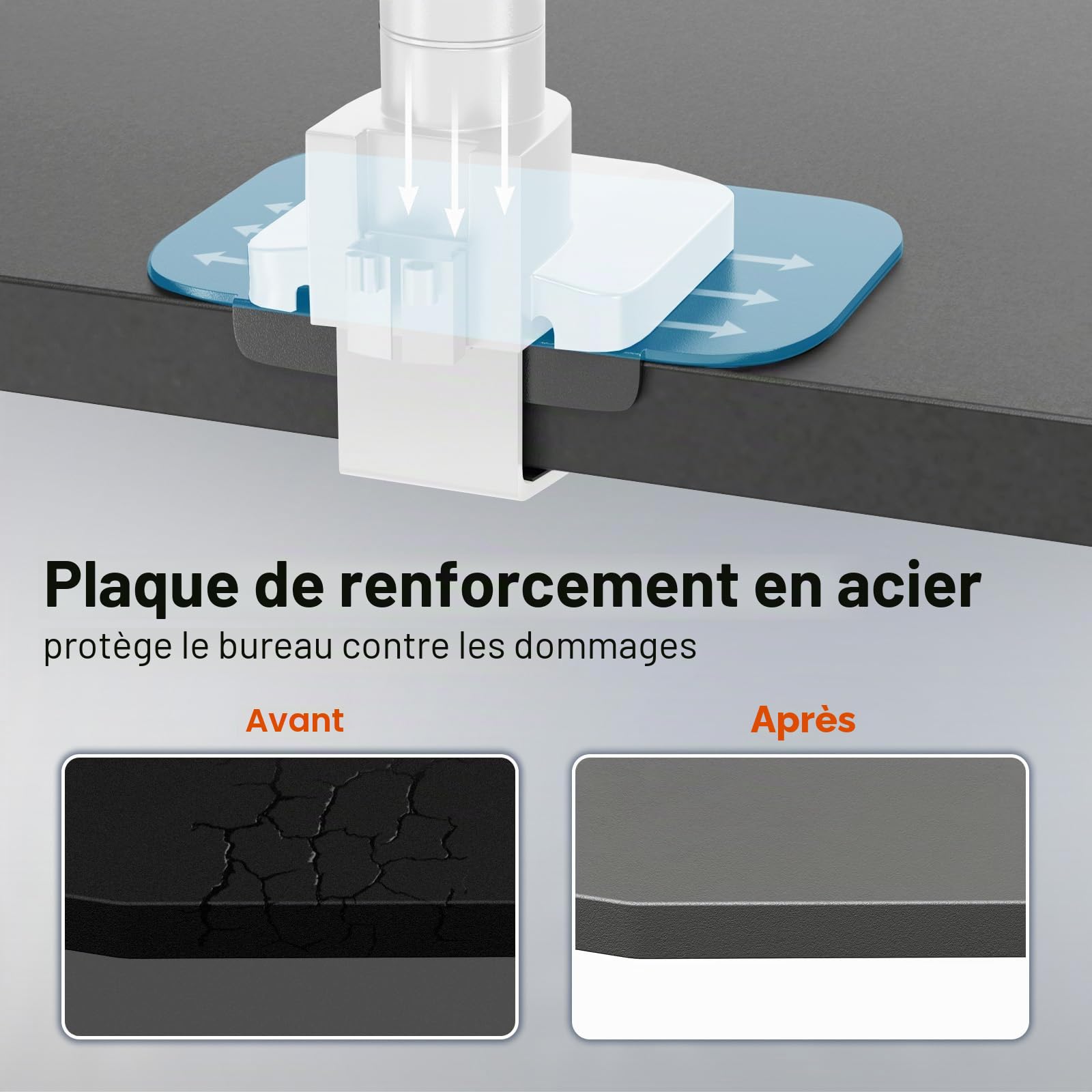 PUTORSEN Support de Bureau pour écran Plat et incurvé de 17" à 57", pour téléviseur et Moniteur jusqu'à 27 kg, en Aluminium de qualité supérieure, avec Ressort à gaz, VESA Max jusqu'à 200x200