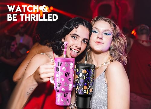 Miniatura 7 de Meoky Vaso de 40 onzas con asa, tapa a prueba de fugas y popote, taza de café aislada de acero inoxidable, taza de viaje que mantiene el frío