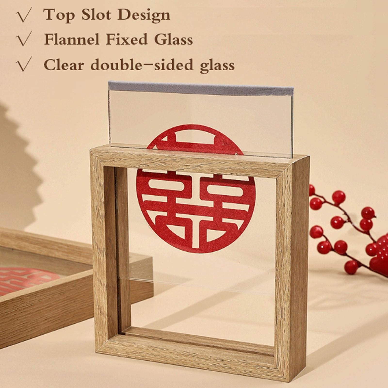 Dubbelzijdige fotolijst, dubbele glazen fotolijst display foto, houten foto, drijvend frame, dubbelzijdig plantenspecimen fotolijst, slijtvast, voor foto's, kunstwerken, poster, handwerk