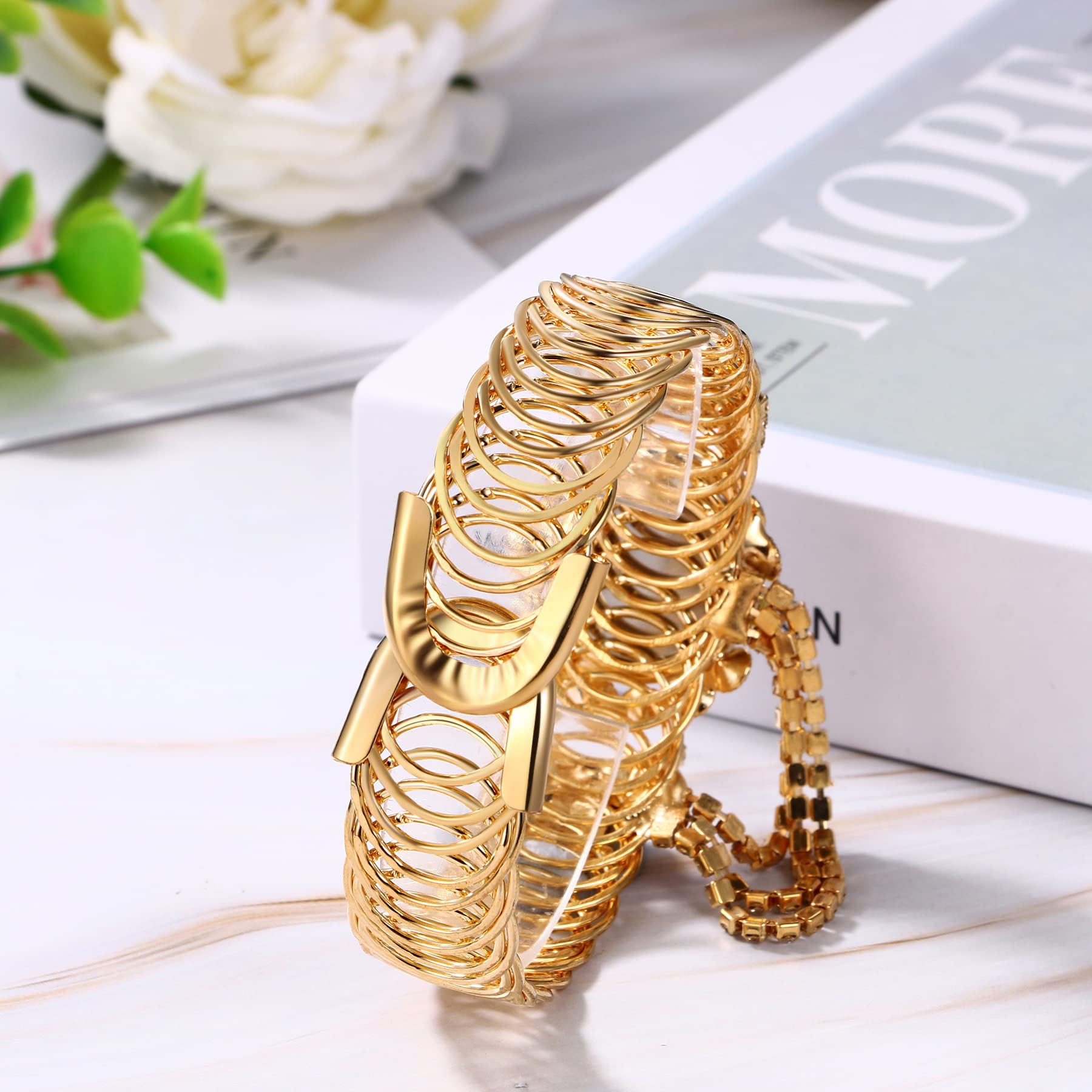 JewelryWe Iced-Out zegarki dla kobiet kolorowe stras złota bransoletka zegarek analogowy kwarcowy błyszczący codzienny zegarek do sukienki, na Dzień Matki