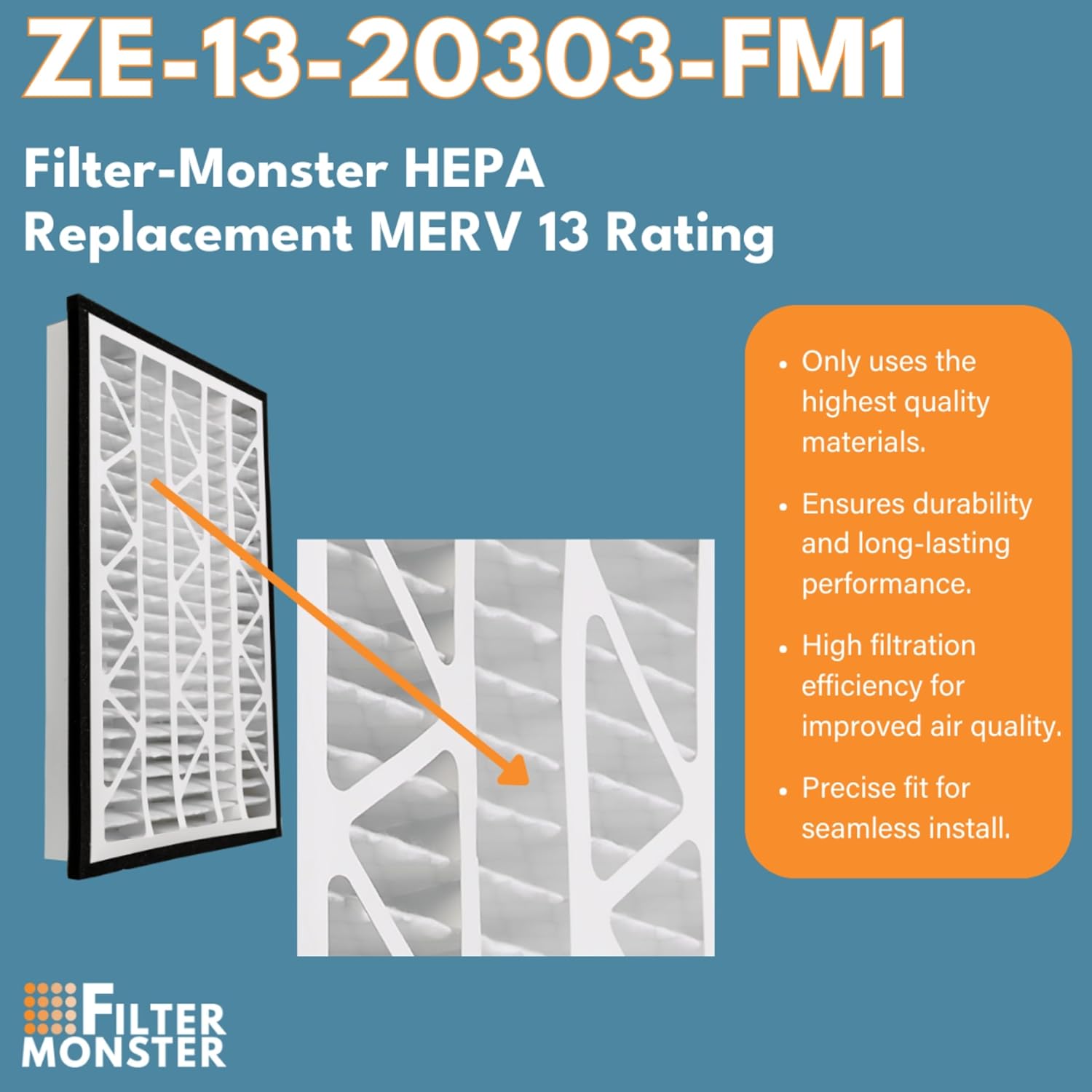 Filter-Monster - Replacement MERV 13 Bundle - Compatible with Zephyr VGF Series 20x30x3 Whole Home Return Air Grille Filter, 2 Pack Replacement Bundle
