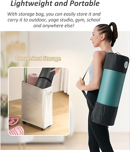 Miniatura 6 de Tapete de yoga grueso de 1 pulgada, tapete de ejercicio de 76.7 x 24 pulgadas, tapete de entrenamiento para gimnasio en casa, tapete de yoga