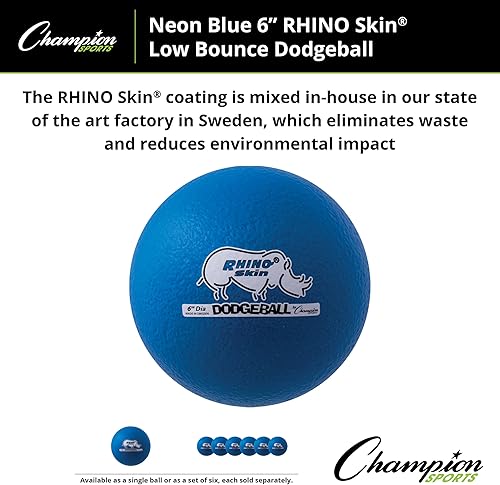 Miniatura 46 de Champion Sports Rhino Skin - Juegos de bolas de dodgeball de rebote bajo y individuales para juegos de juegos infantiles, PE, patio trasero y liga