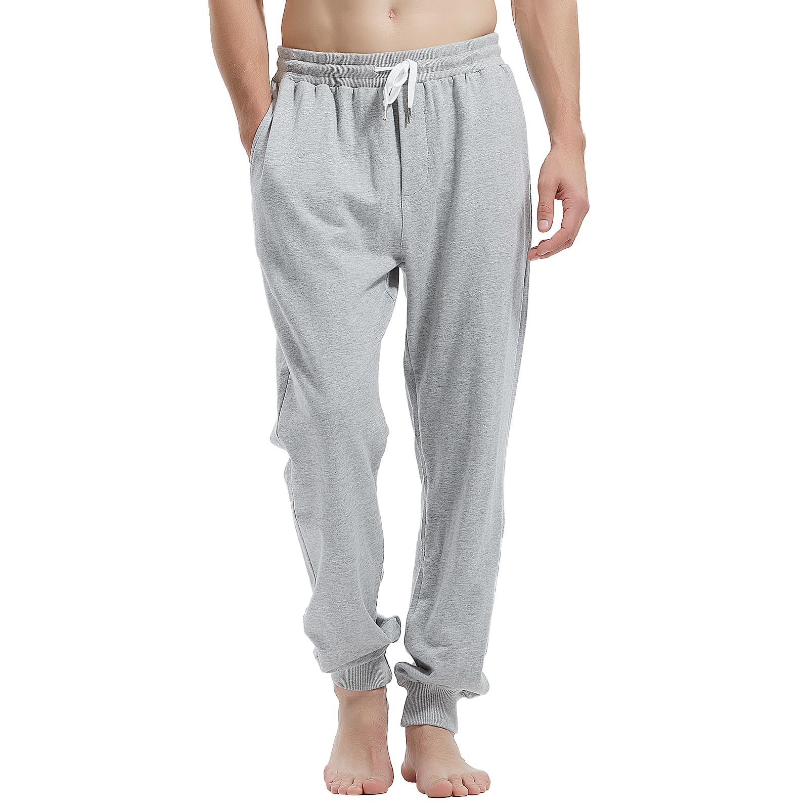 Amy Coulee Men's Grey Joggers Bottoms Cotton Running Tracksuit Bottoms Cuffed Sweatpants Casual Gym Trousers With Pockets Drawstring (, Xl)