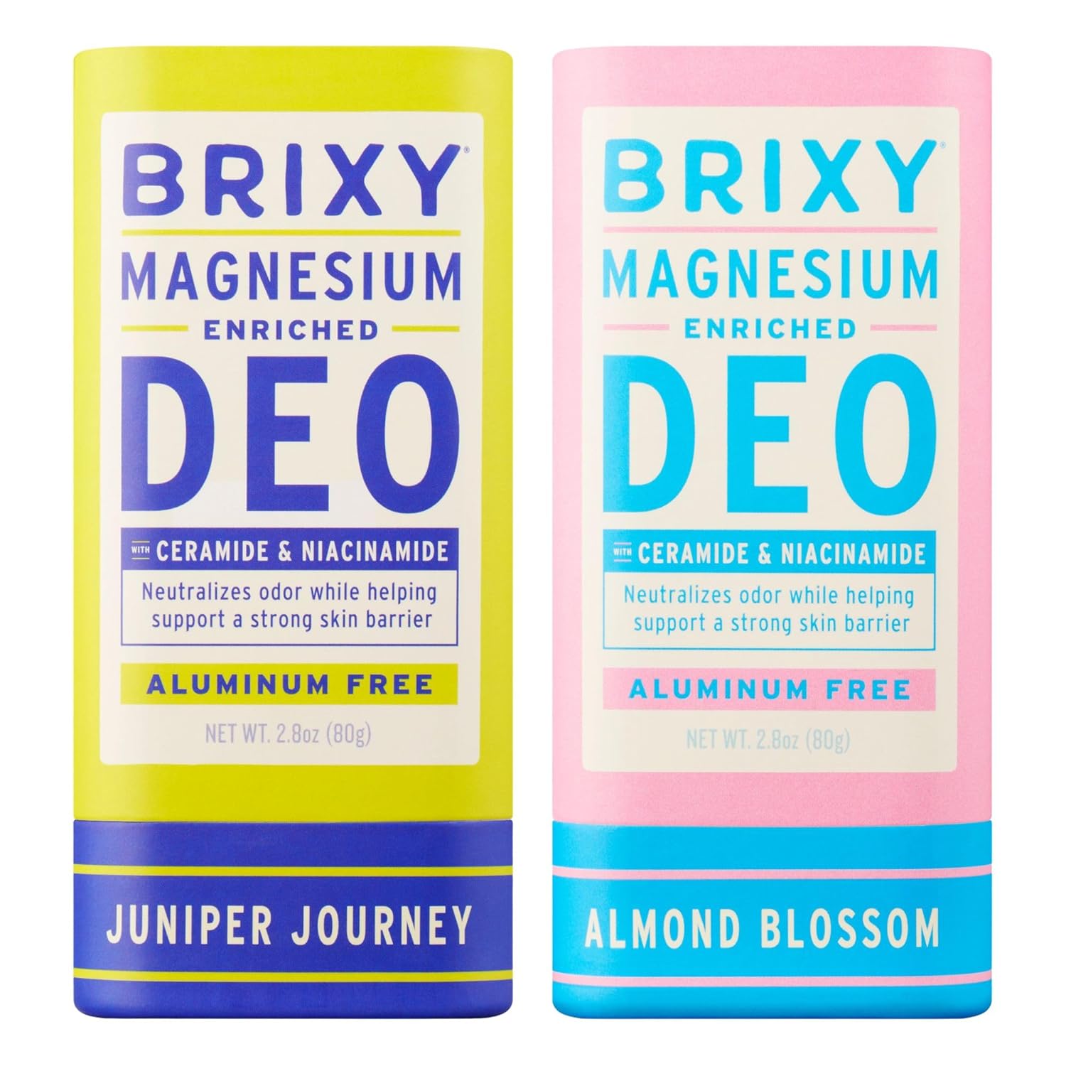 BRIXY Magnesium Deodorant, Ceramide & Niacinamide, Aluminum Free, Baking Soda Free, Plastic Free Packaging, Vegan and Certified Cruelty Free, Patent Pending