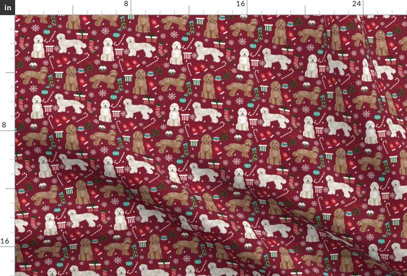 Spoonflower Fabric - Labradoodle Dogs Breeds Christmas Stockings Pet Lovers Holiday Printed on Minky Fabric by The Yard - Sewing Baby Blankets Quilt Backing Plush