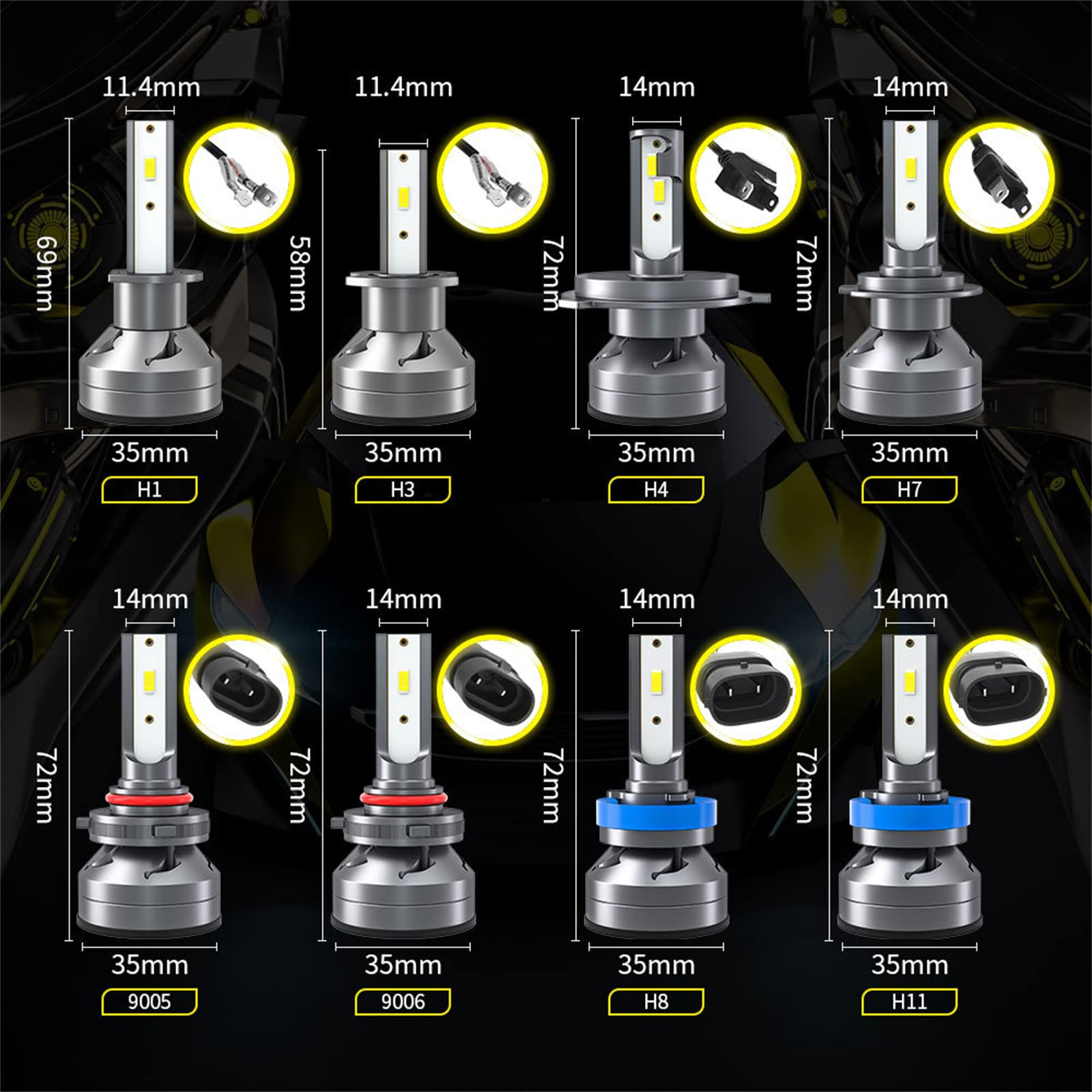 Bombilla De Faro LED 5D, 12000 Lúmenes, Kits De Conversión De Faros LED Superbrillantes, 6500 K, Faro LED Blanco Frío, Resistente Al Agua IP68, Paquete De 2,H7