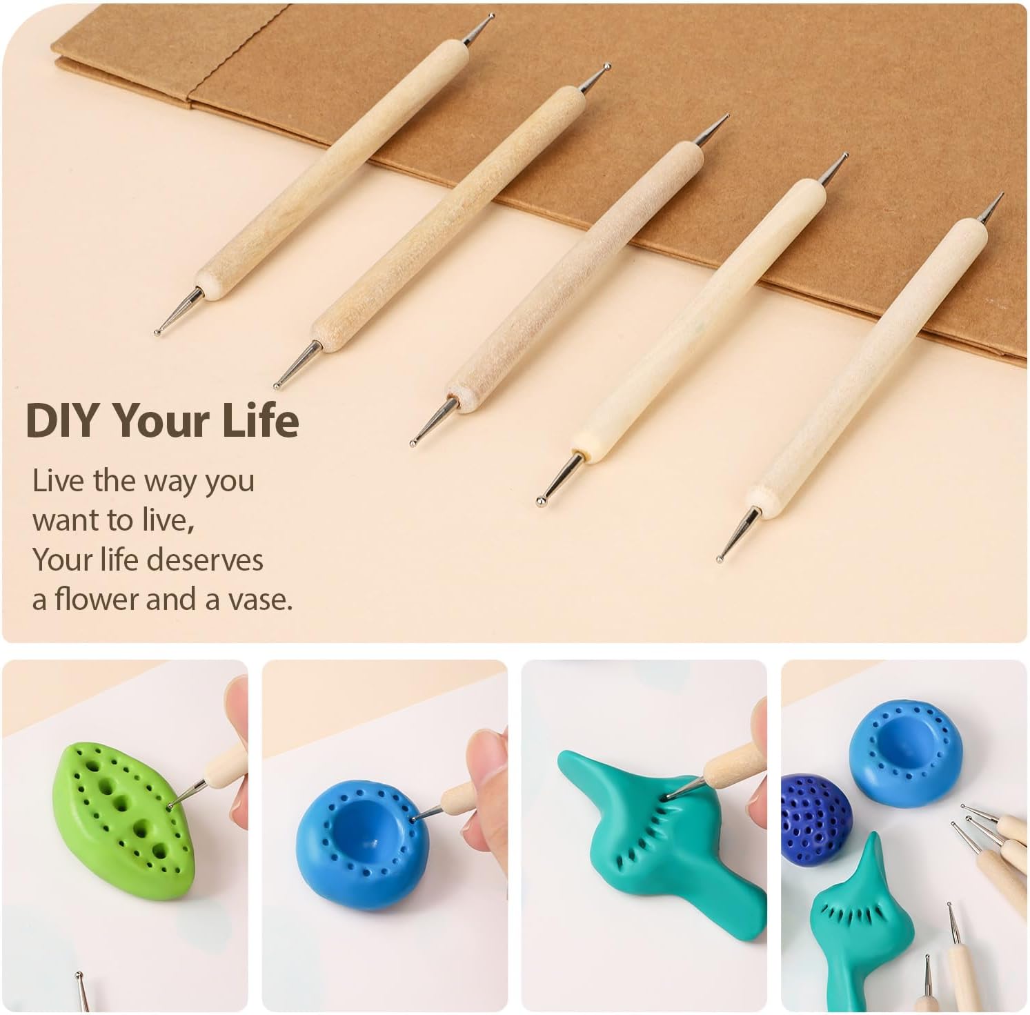 Tovotum Pottery Sculpting Tools 32PCS Ceramic Clay Carving Tools Set for Beginners Expert Art Crafts Pottery Clay Tool