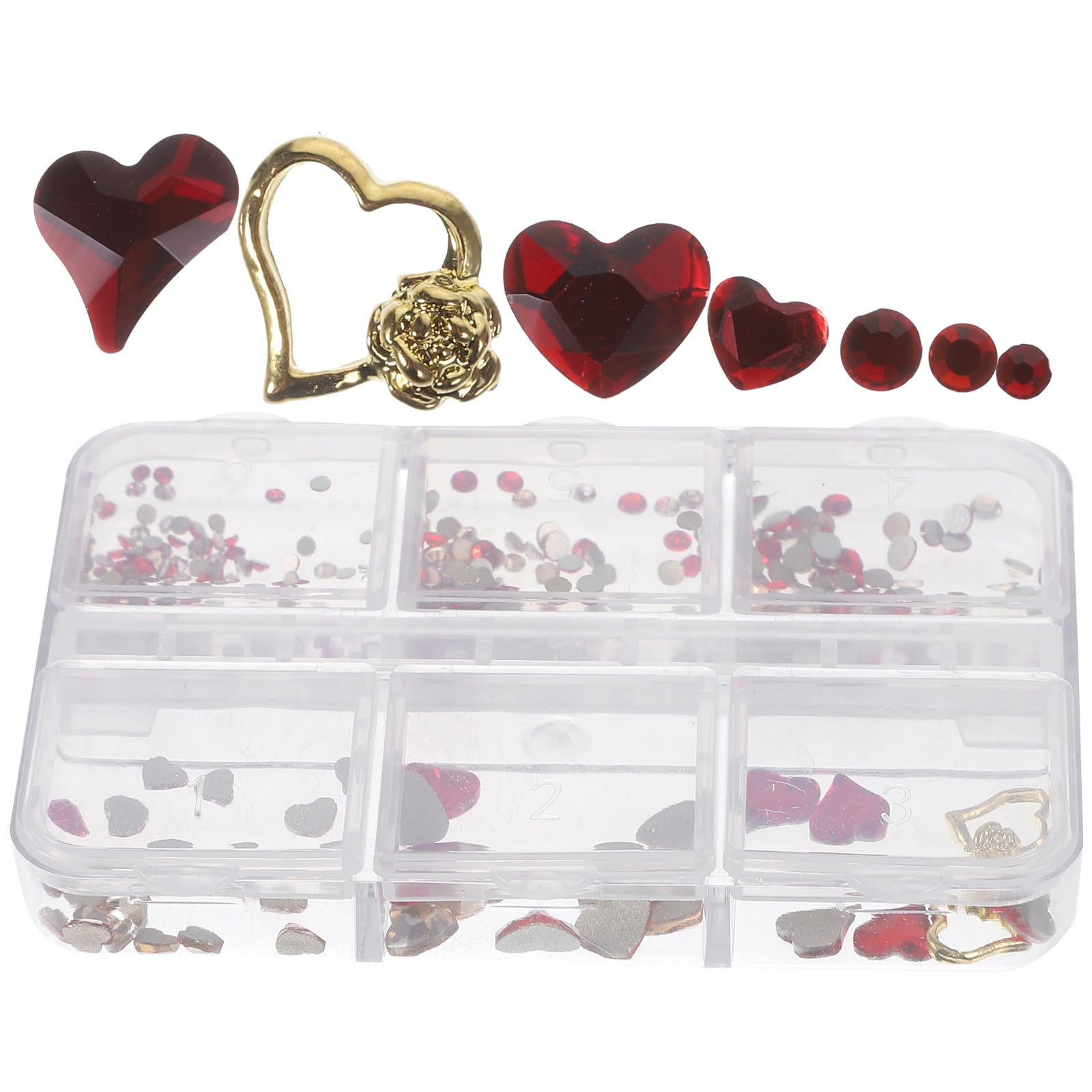 Operitacx Heart-Shaped Nail Charms Rhinestones Set 767 Pieces Light Pink Pale Gold Crystal Nail Gems for Manicure Decoration