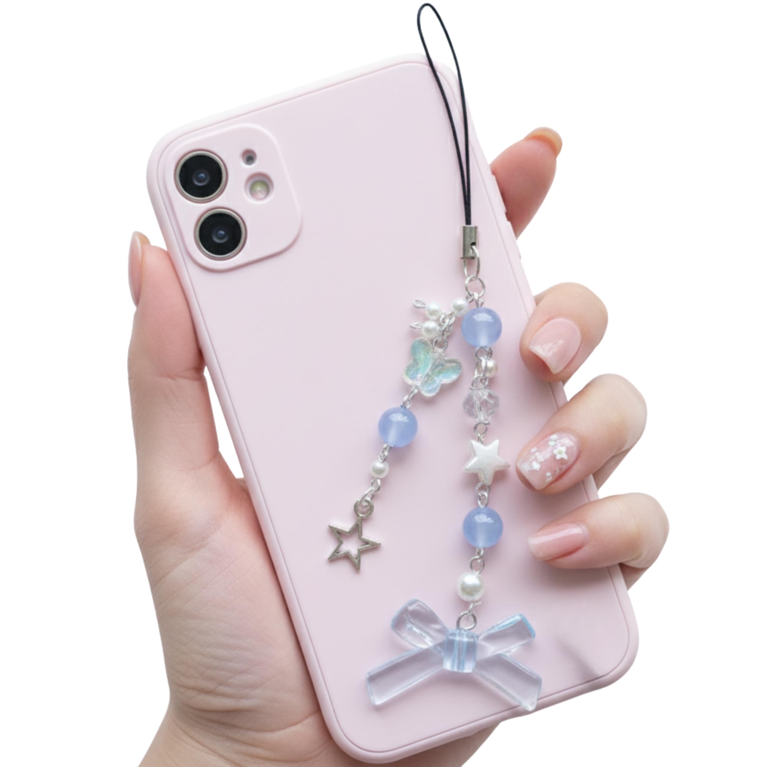 SNOWY SHOP Coquette Pastel Blue Heart Bow Star Phone Charm – Cute Kawaii Beaded Mobile Strap & Bag Hanging Accessory for Girls & Women-image-31
