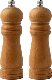 Busstier Orta Boy Bambu Gövdeli Ahşap Tuz Karabiber Değirmeni, Baharat Öğütücü 2 Adet