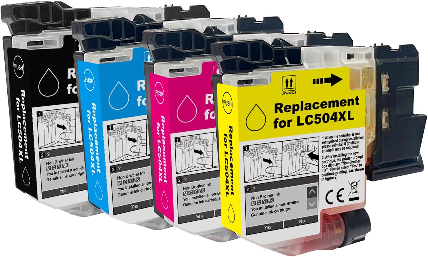 High Yield LC504 LC504XL Ink Cartridge 4-Pack Compatible with Brother MFC-J1355DW MFC-J1365DW MFC-J1367DW Printers for INKvestment 1355 1365 1367 Ink Cartridges