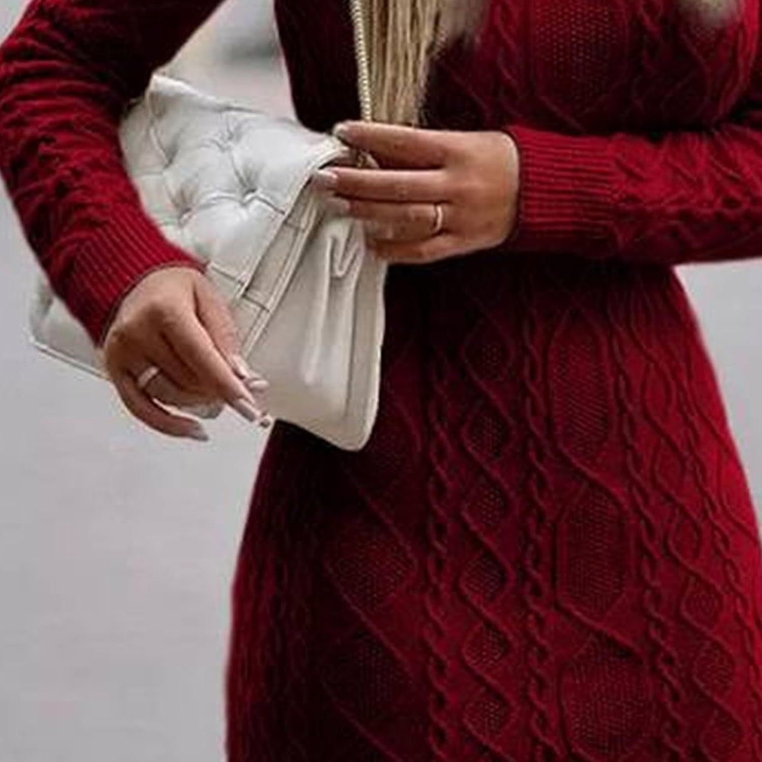 Generic Women'S Turtleneck Sweater Dress Long Sleeve Ribbed Knit Party Long Pencil Dress Slim Fit Stretch Midi Bodycon Dress