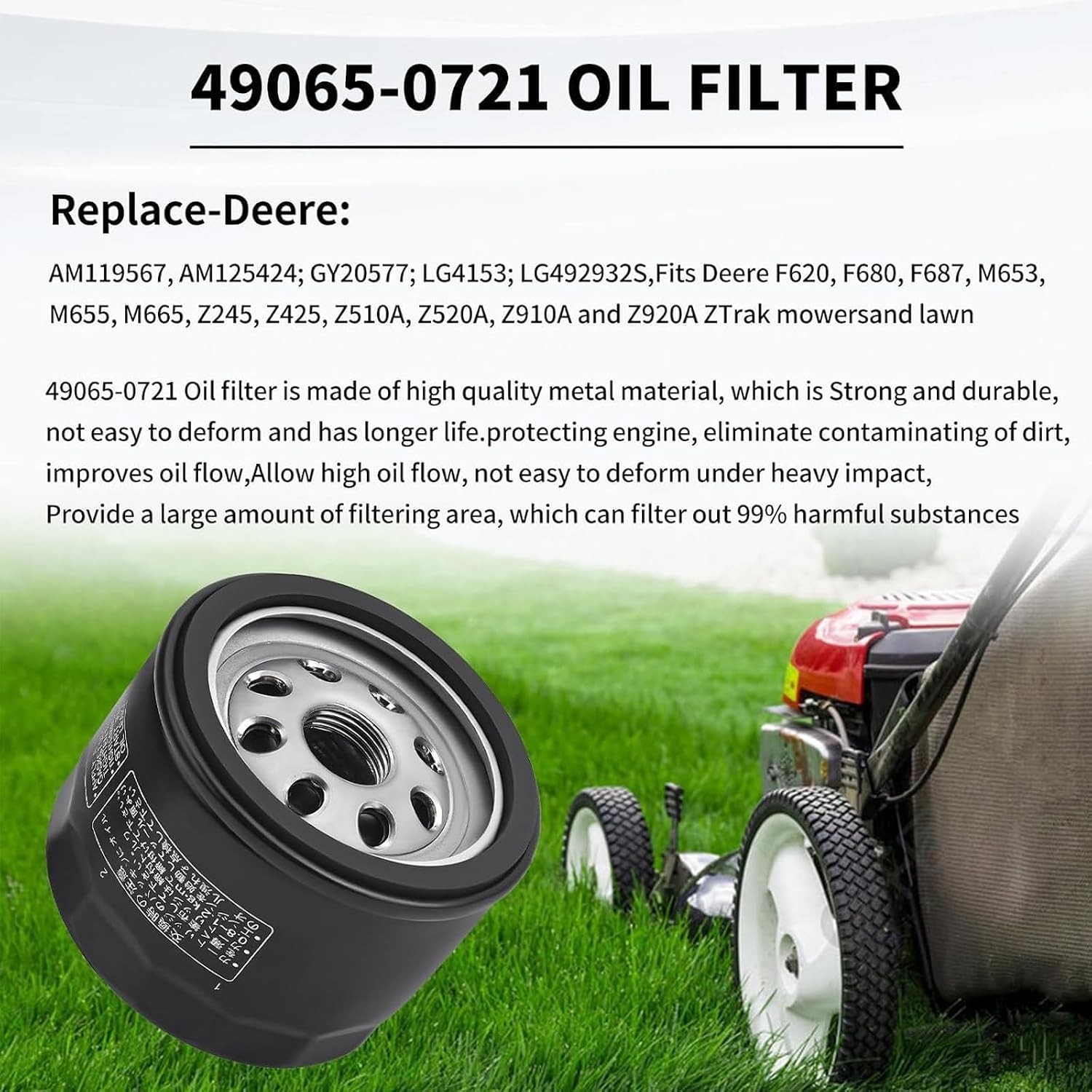 49065-0721 Oil Filter 49065-7007 for Kawasaki FR730V FR691V, 2 Pack